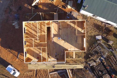 aerial view of the framing of a new home we built in Jane MO and we were also the GC for the project